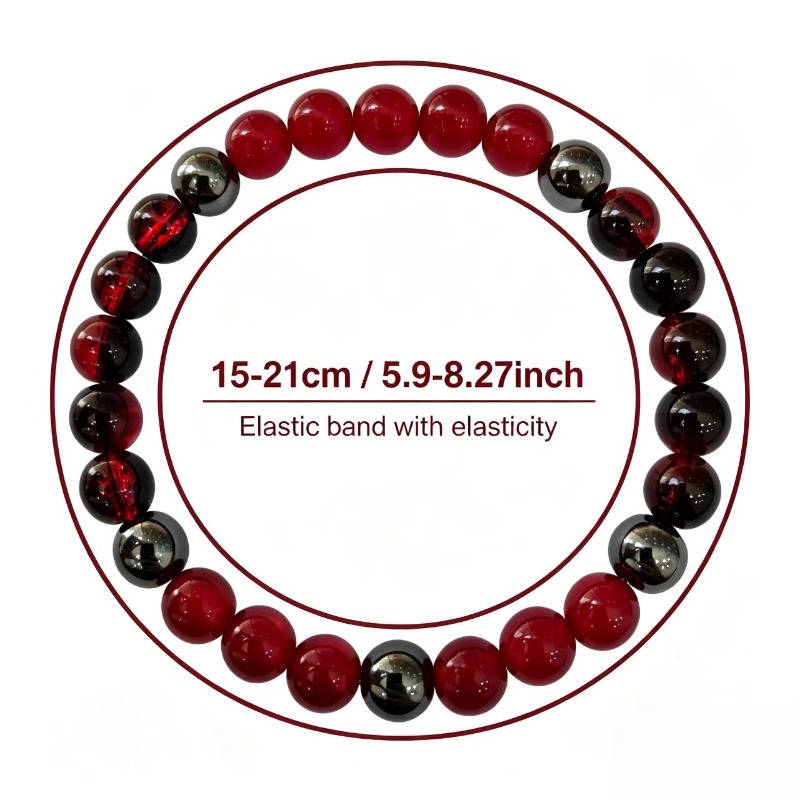 Women's Red and Black Beaded Bracelet, Everyday Wear
